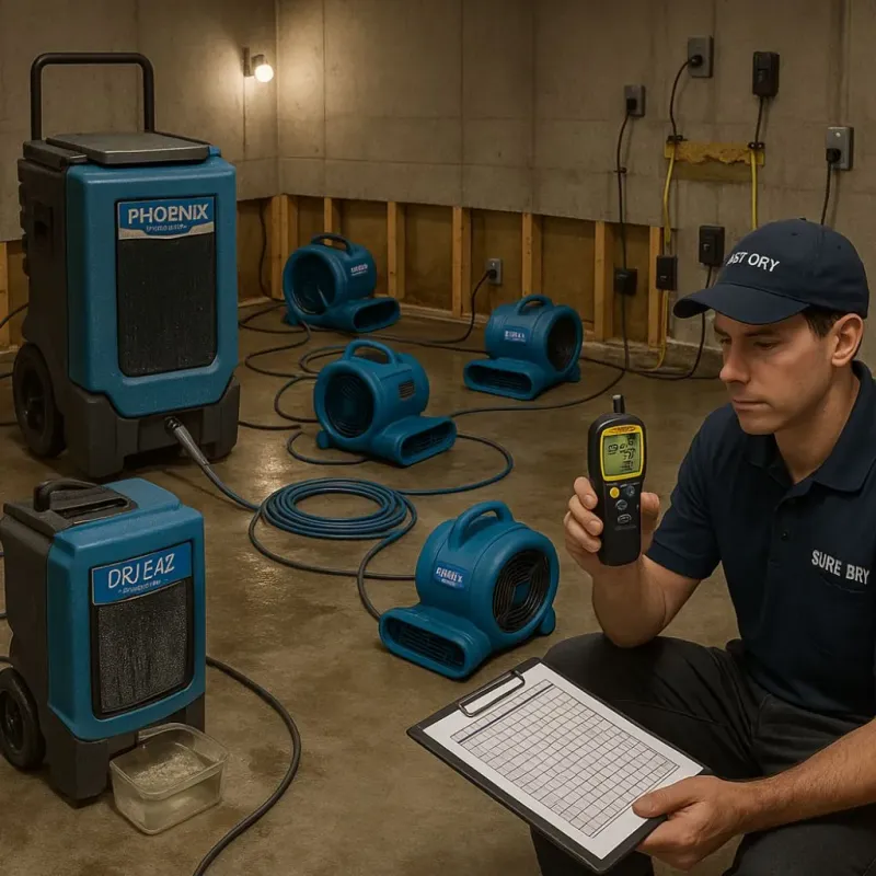 Structural Drying and Dehumidification process in San Carlos Park, FL